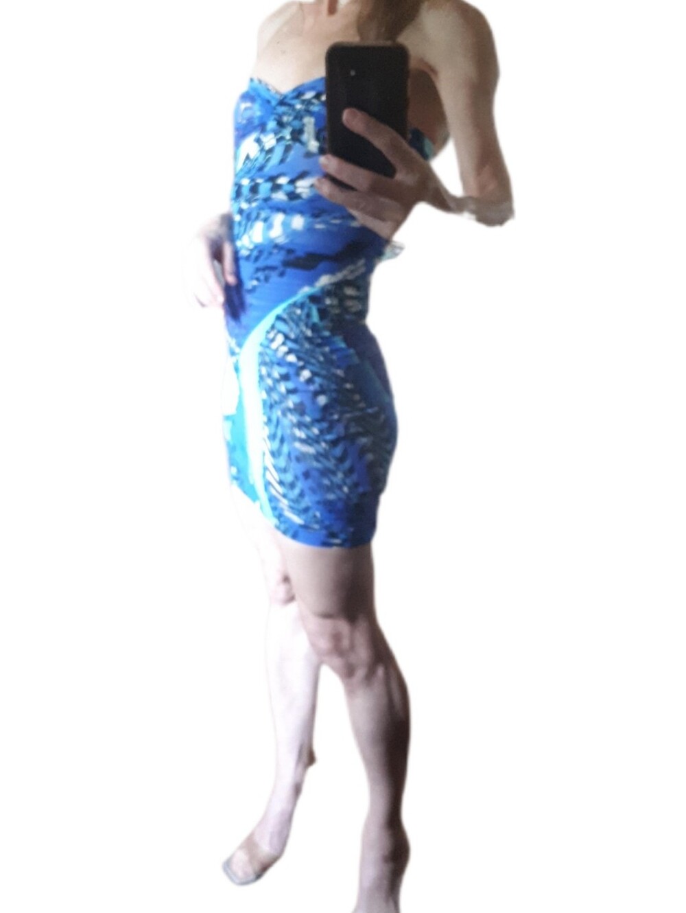 Emilio Pucci Strapless Blue Print Mini Dress
